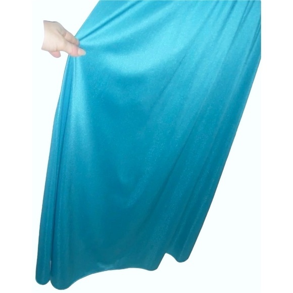 Vintage 80's Diane Von Furstenberg Aqua Blue Satin Nightqown Long Lace Dynasty - Picture 6 of 9